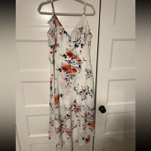 Floral Cold Shoulder High Low Dress